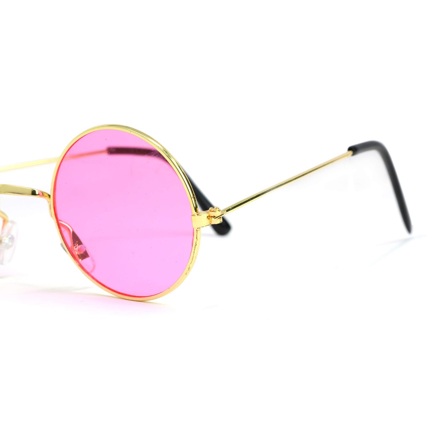 Pink Round Hippie Glasses Pink 60 S Style Hipster Circle Sunglasses 1 Pair Costume Props