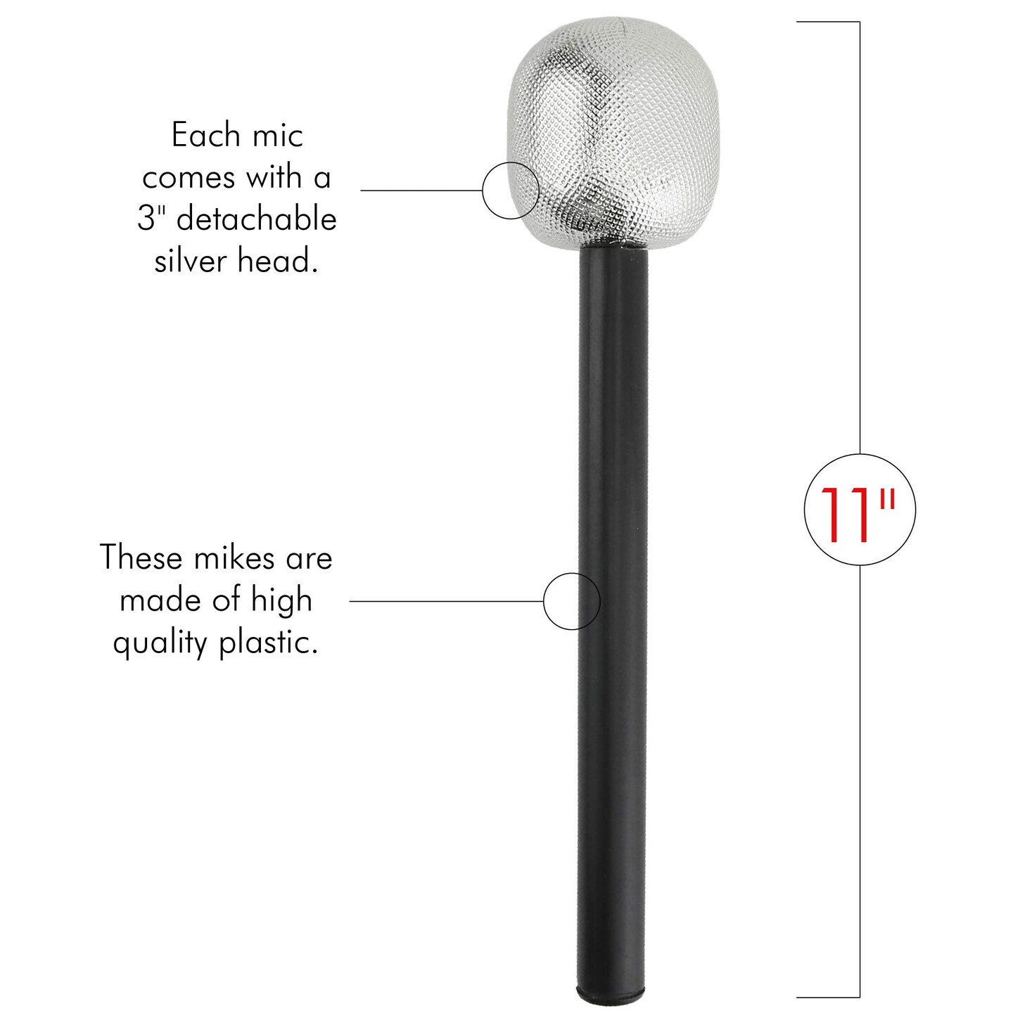 Skeleteen Stage Mic Costume Prop - Rock Star Toy Microphone Party Favor Decorative Props Costume Accessory - 1 Dozen