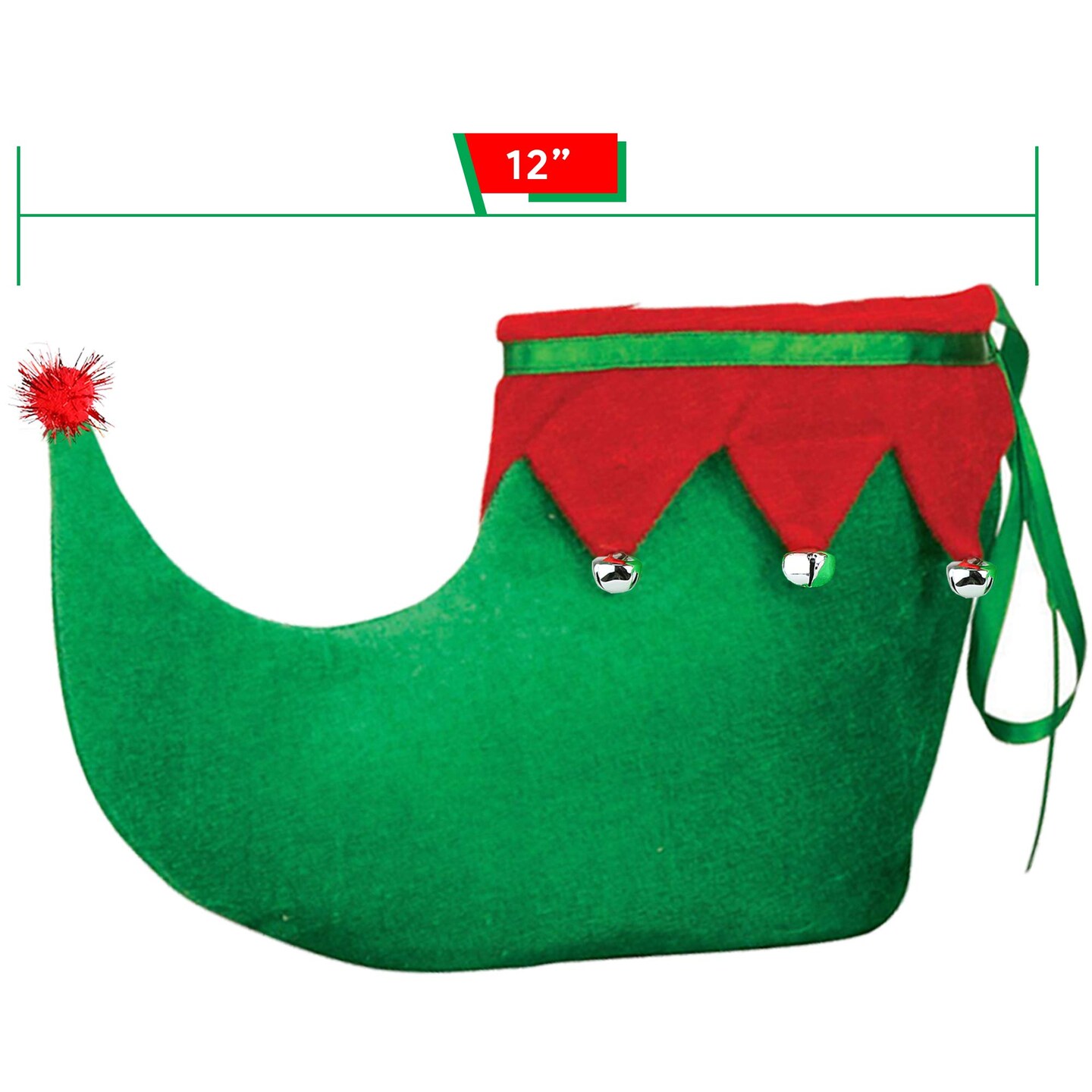 Red Green Elf Shoes Red and Green Velvet Holiday Elf Feet Slippers