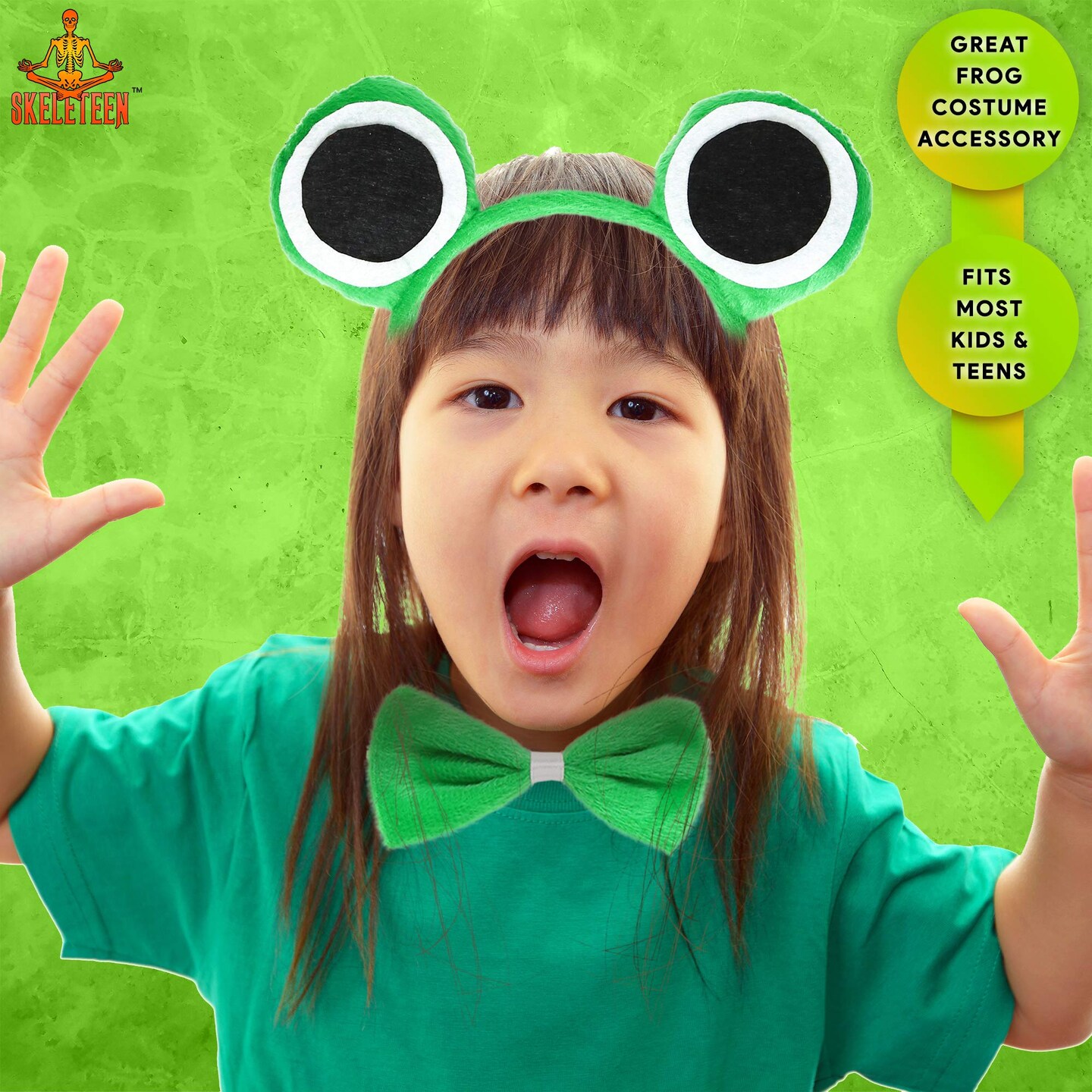 Frog Costume Accessories Set Plush Green Frog Eyes Headband, Bowtie