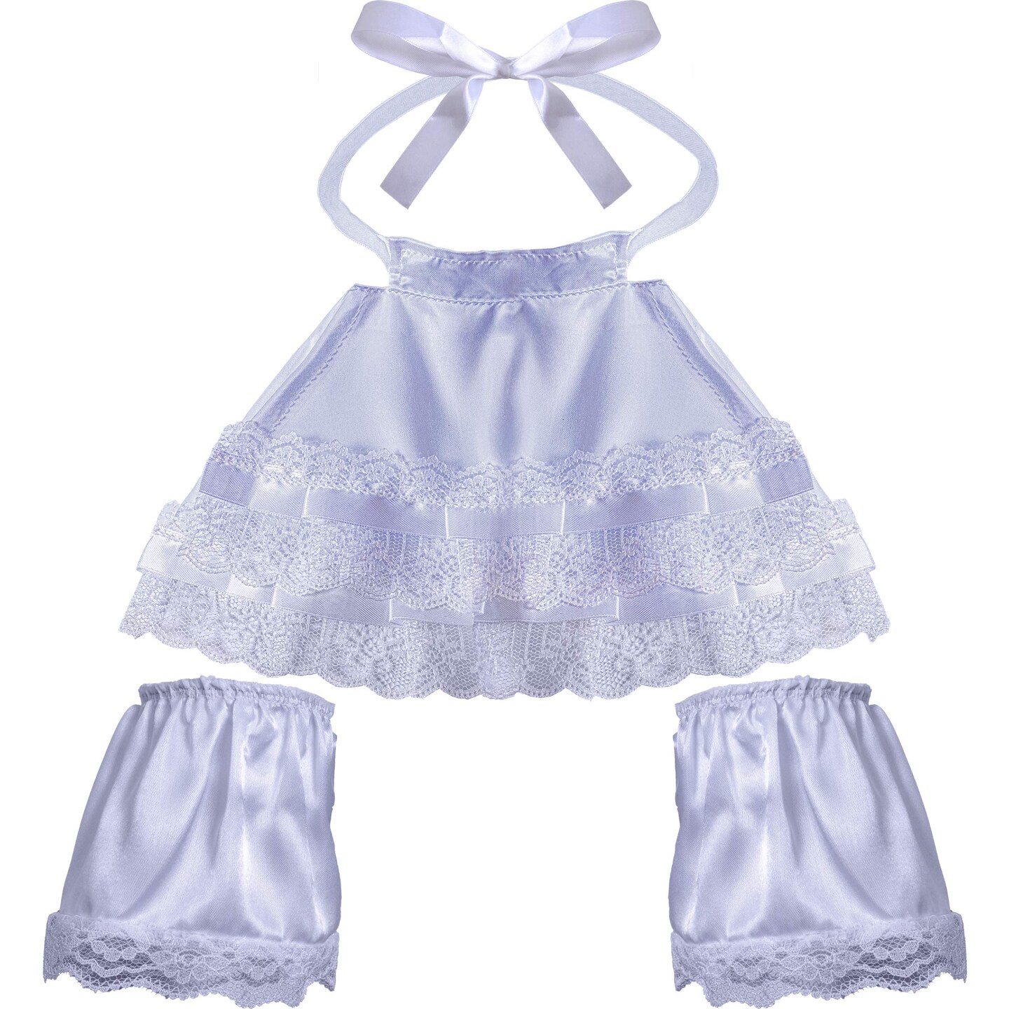 Colonial Lace Jabot Set White Lace Ruffled Tie Jabot with White Lace