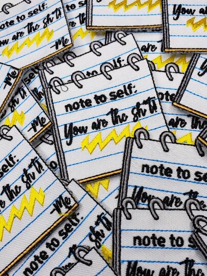 &#x22;Note to Self&#x22;, DIY Notepad, Cool Novelty Patch, Embroidered Applique Iron On Patch, Size 2&#x22;x2&#x22; inches