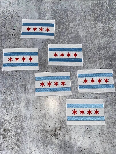 "Chicago Flag" Iron-On Embroidered Patch, Popular City, Chicago City Flag, 1 pc, size 3.25"x2.15" inches