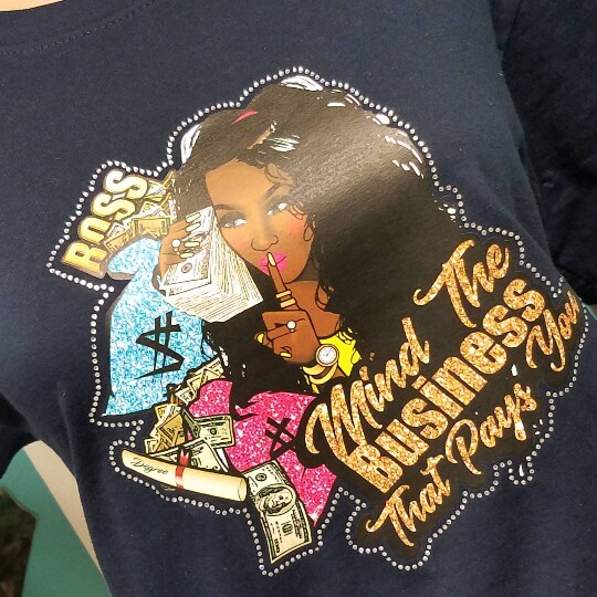 "Mind the Business That Pays You, Embroidered Patch, Iron-on Patch, Applique for Clothing, size 5" inches