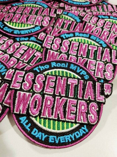 Essential Workers, The Real MVP, Patches for Masks, Iron-on Embroidered, Size 2.75&#x22; inches