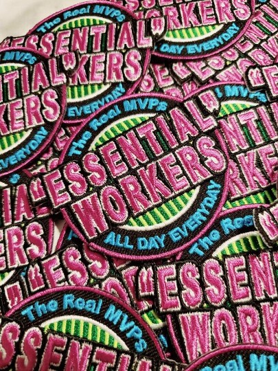 Essential Workers, The Real MVP, Patches for Masks, Iron-on Embroidered, Size 2.75&#x22; inches