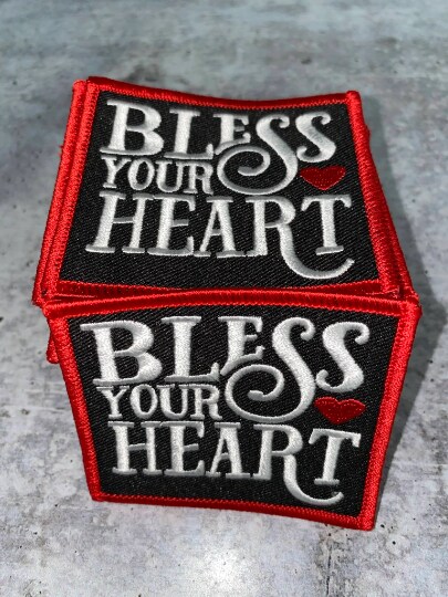 &#x22;Bless Your Heart&#x22;, Cute Inspirational Applique, Iron-on Embroidered Patch,  Size 4&#x22; inches