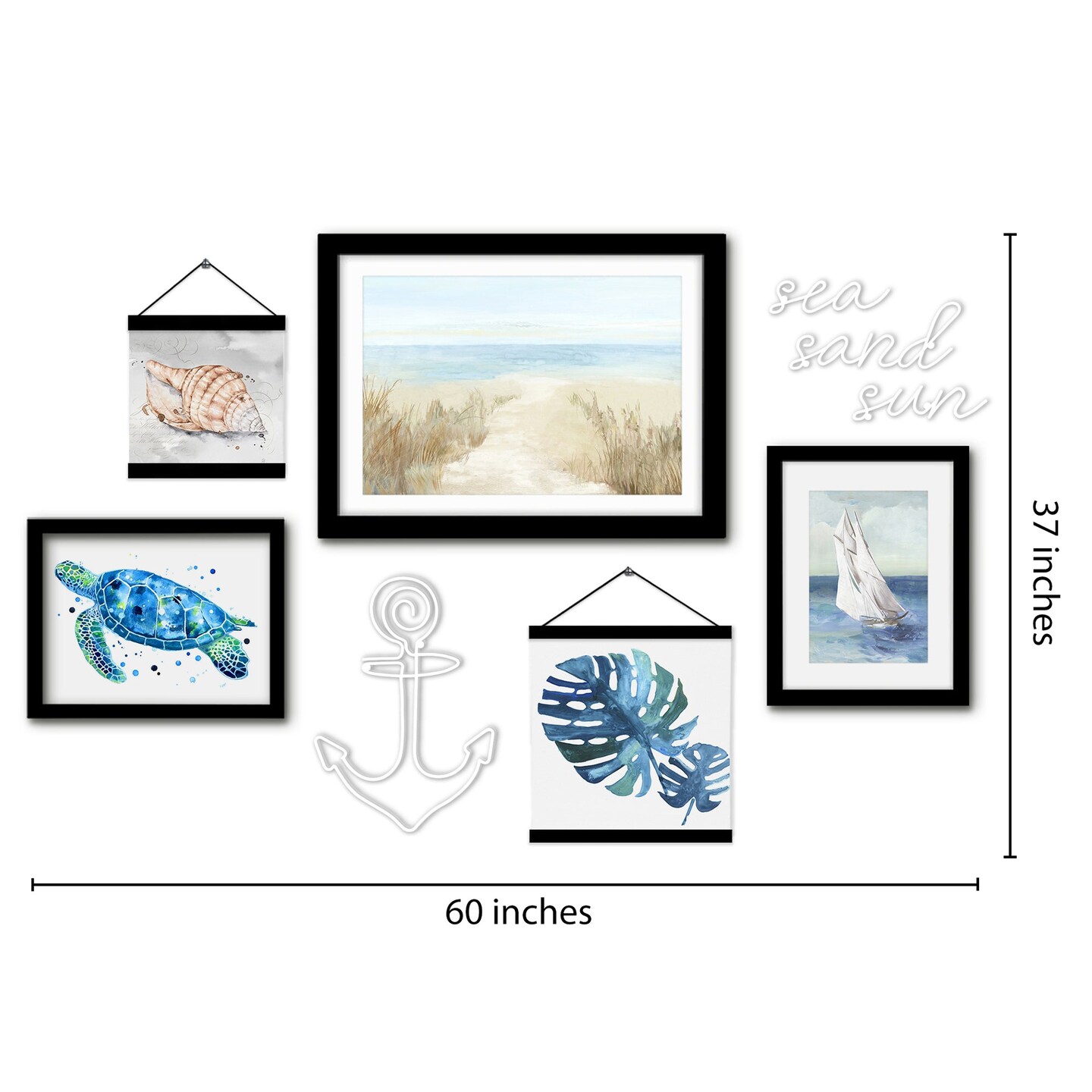 Framed Multimedia Gallery Wall Art Set - Sealife by Seashore