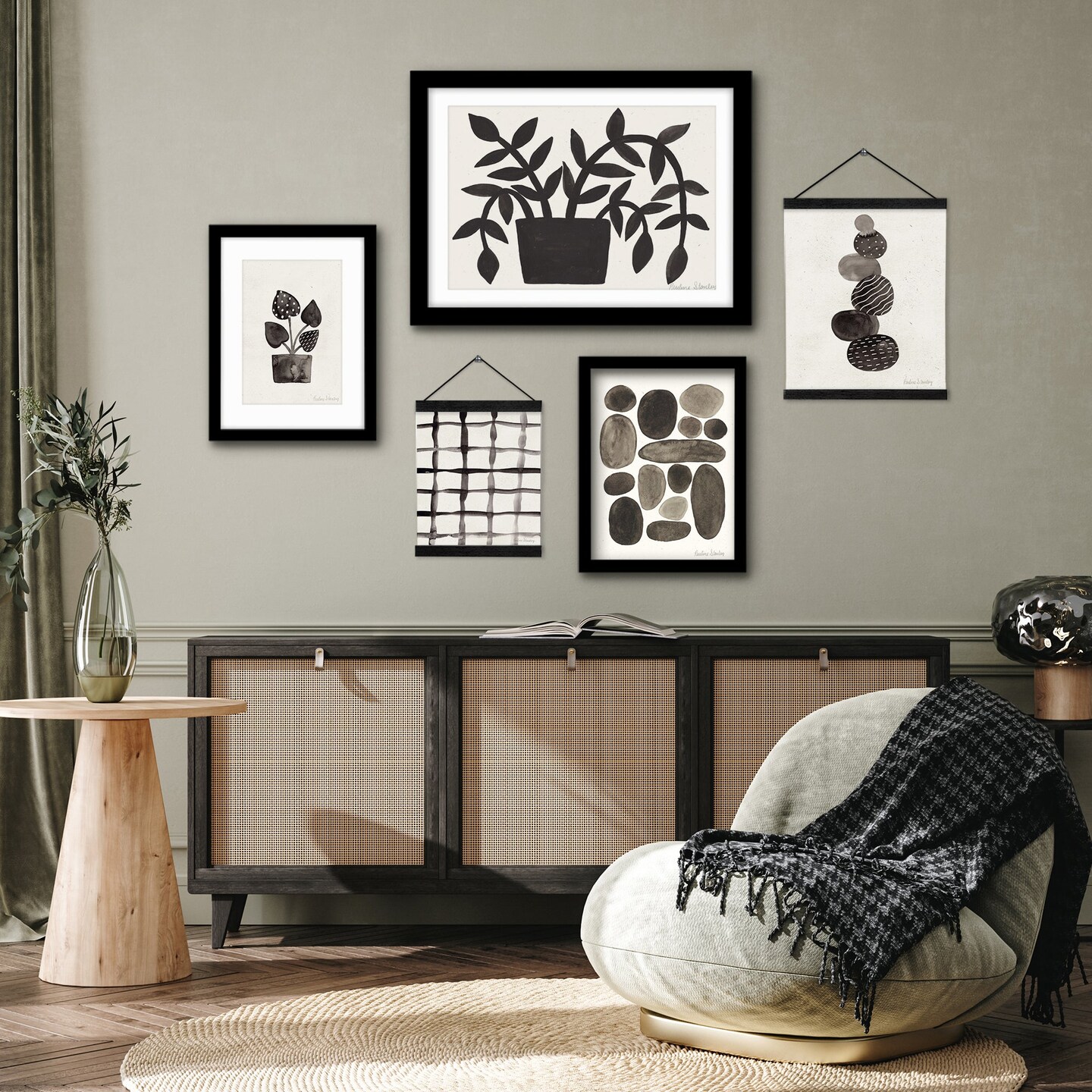 (Set of 5) Framed Multimedia Gallery Wall Art Set Hot Stones and