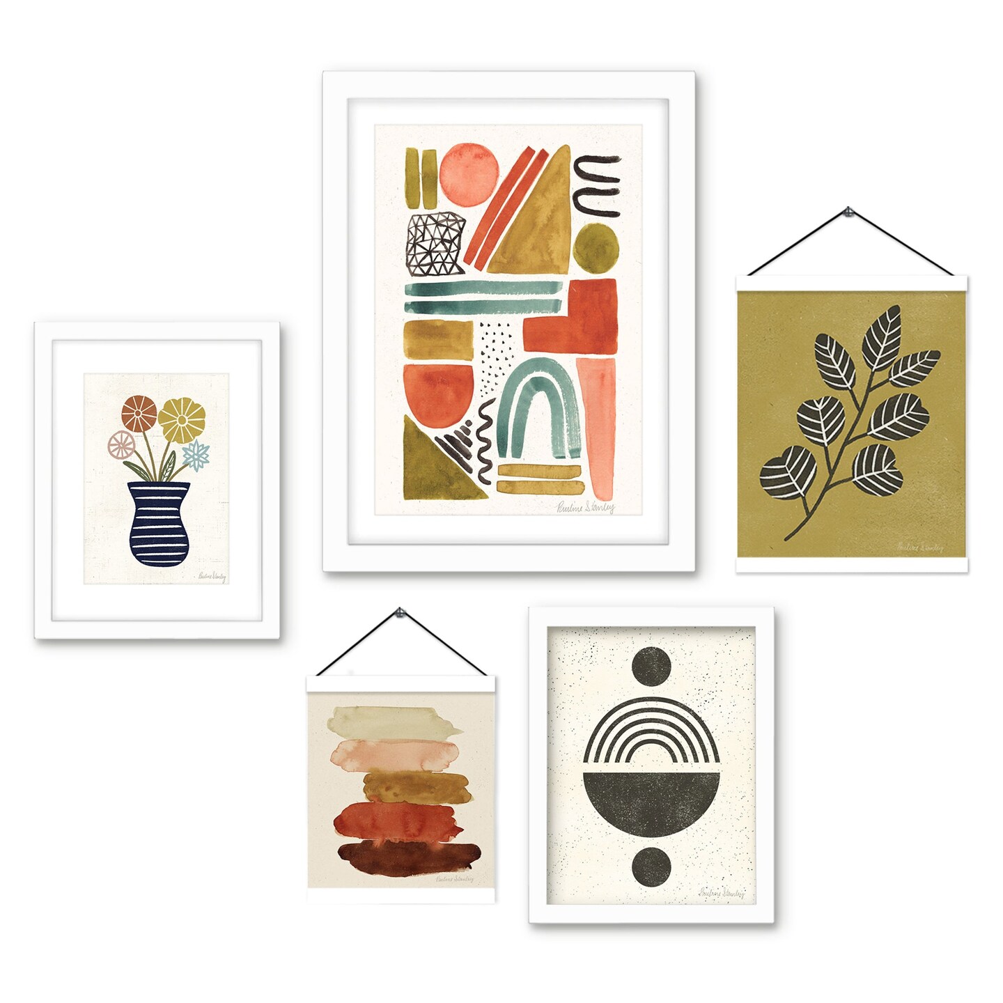 (Set of 5) Framed Multimedia Gallery Wall Art Set Shades of Sundries