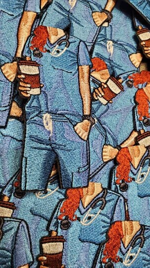 Nurses Care a’Latte (Caucasian Nurse), Embroidery, Iron-on Applique, Size 4" inches