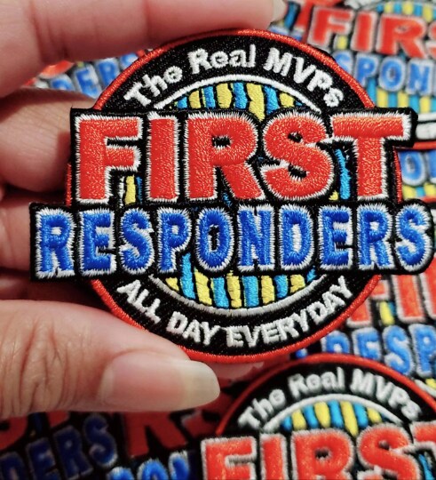 "First Responder, The Real MVP," Essential Patch, Patches for Masks, Iron-on Embroidered, Size 2.75" inches