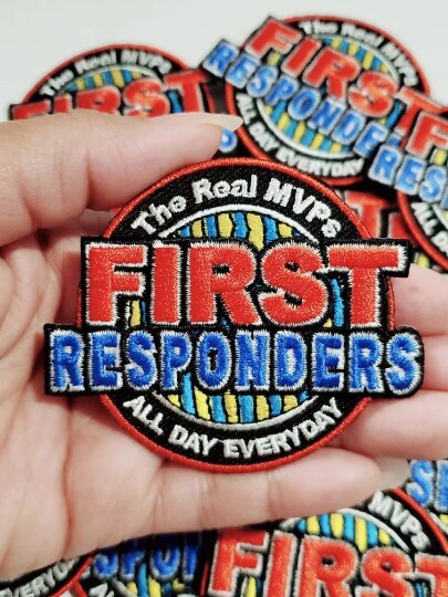 "First Responder, The Real MVP," Essential Patch, Patches for Masks, Iron-on Embroidered, Size 2.75" inches