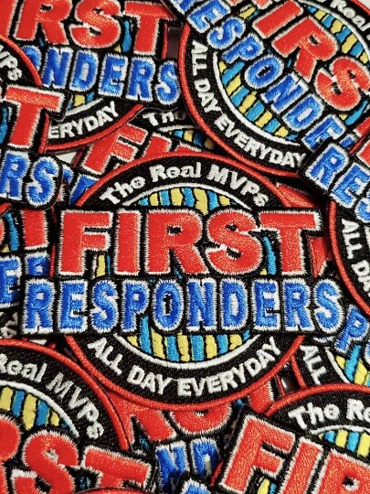 "First Responder, The Real MVP," Essential Patch, Patches for Masks, Iron-on Embroidered, Size 2.75" inches