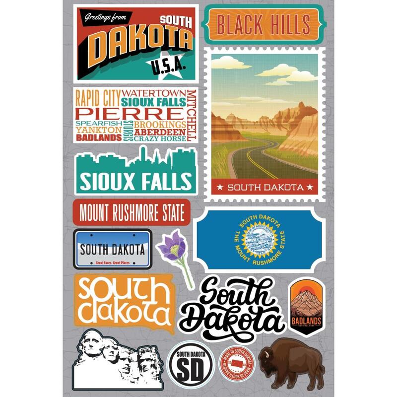 Reminisce Jet Setters Dimensional Stickers - Tennessee State Layered Scrapbooking Stickers