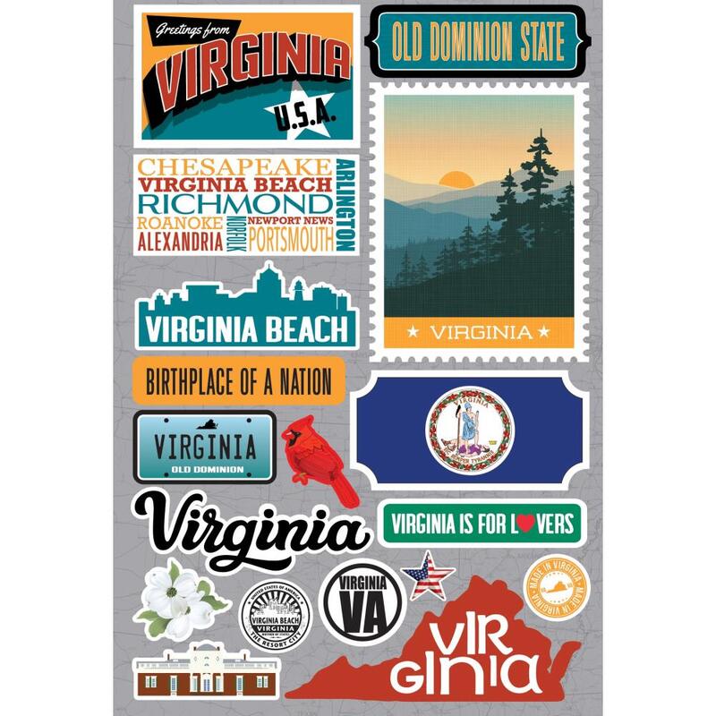 Reminisce Jet Setters 3.0 State Dimensional Stickers-Virginia