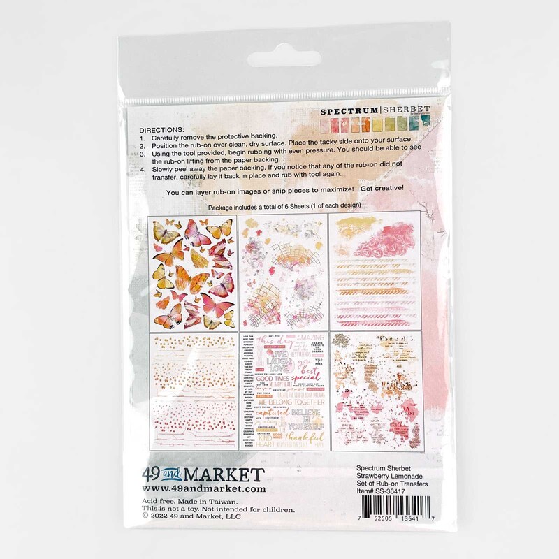 Spectrum Sherbet 6x8 Strawberry Lemonade Rub-on Transfer Set - 49 And Market