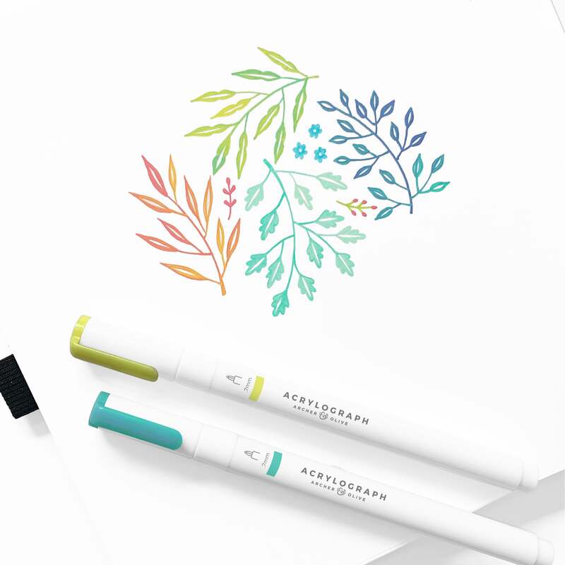 Acrylograph Pens Primary Collection 0.7mm Tip - Archer &#x26; Olive