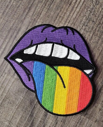 PRIDE Rainbow Tongue, Embroidered Iron-on Patch/LGBTQ Patch, Size 4" inches