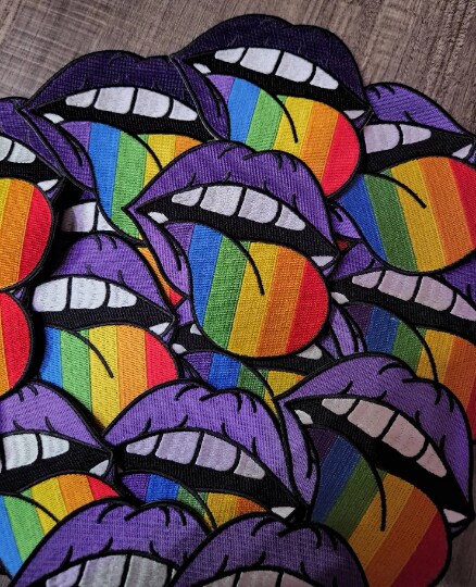 PRIDE Rainbow Tongue, Embroidered Iron-on Patch/LGBTQ Patch, Size 4" inches