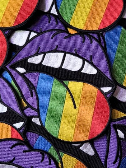 PRIDE Rainbow Tongue, Embroidered Iron-on Patch/LGBTQ Patch, Size 4" inches