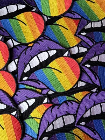PRIDE Rainbow Tongue, Embroidered Iron-on Patch/LGBTQ Patch, Size 4" inches