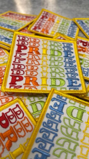 Pride Collection: PRIDE Rainbow Bag, Embroidered Iron-on Patch/LGBTQ Patch, Sz 3x3" inches