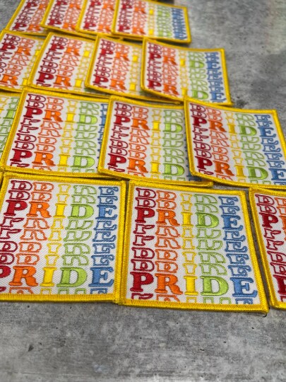 Pride Collection: PRIDE Rainbow Bag, Embroidered Iron-on Patch/LGBTQ Patch, Sz 3x3" inches