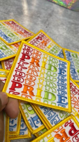 Pride Collection: PRIDE Rainbow Bag, Embroidered Iron-on Patch/LGBTQ Patch, Sz 3x3" inches