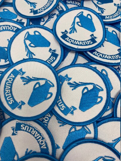 Aquarius, Astrology Iron-on Patch, Embroidered Zodiac Signs, Patch, Vintage, 3&#x22; inches