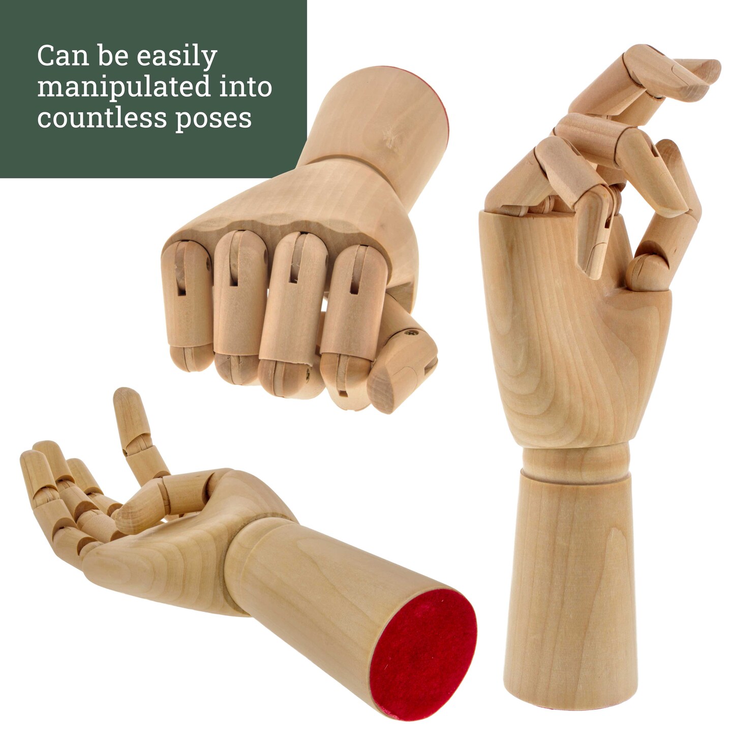 Wood Artist Drawing Manikin Articulated Mannequin with Wooden Flexible Fingers - Perfect for drawing the human hand (7&#x22; Right Hand)