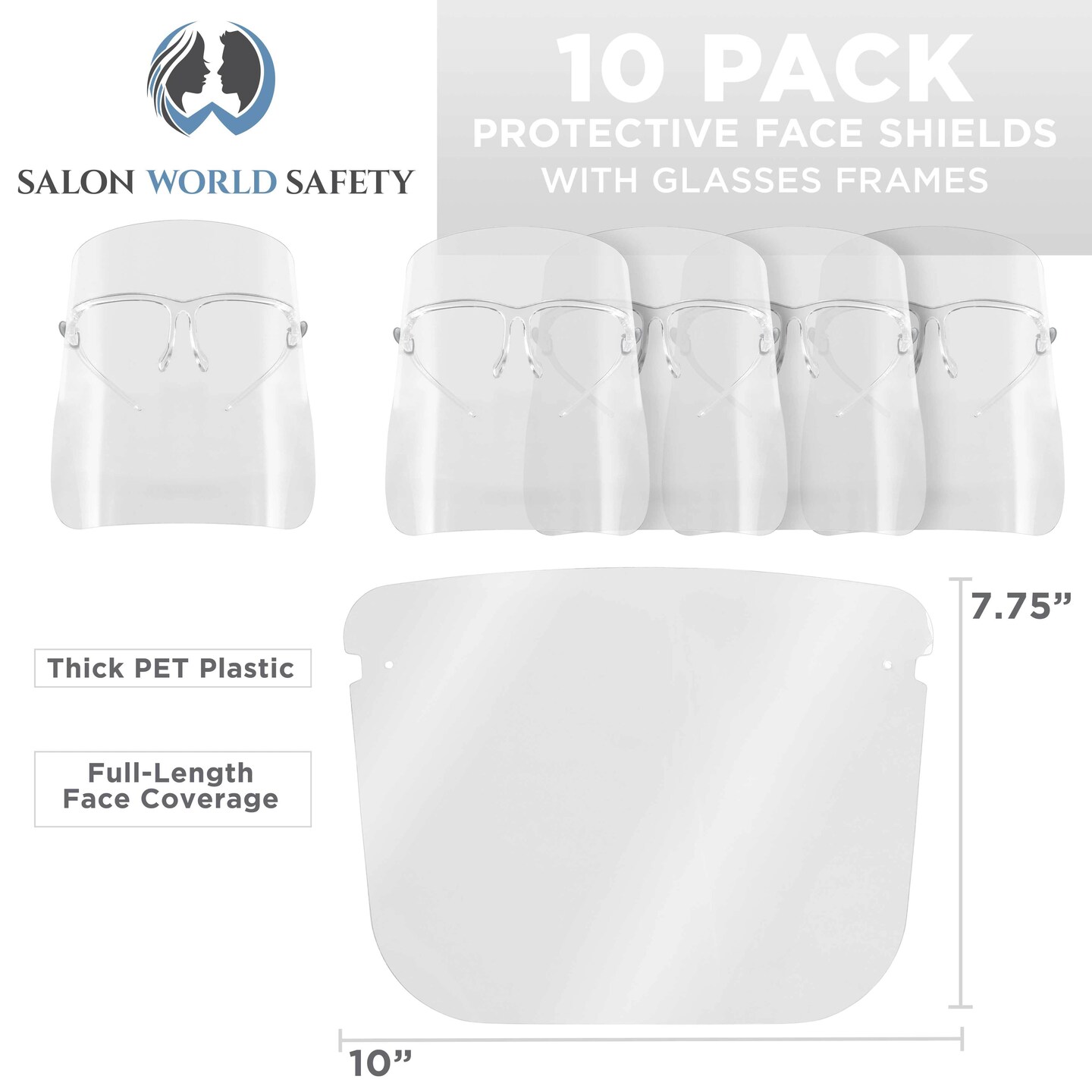 Safety Face Shields With All Clear Glasses Frames Pack Ultra Clear Protective Full Face