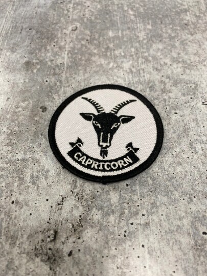&#x22;Capricorn&#x22;, Astrology iron-on Patch, Embroidered Zodiac Signs, Vintage, 3&#x22; inches