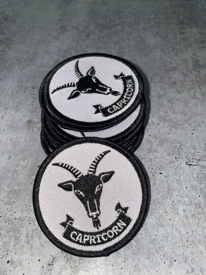 &#x22;Capricorn&#x22;, Astrology iron-on Patch, Embroidered Zodiac Signs, Vintage, 3&#x22; inches