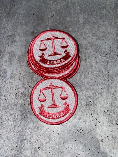 &#x22;Libra&#x22;  Astrology Iron-On Patch, Embroidered Zodiac Signs, Vintage, 3&#x22; inches