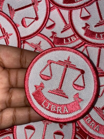 &#x22;Libra&#x22;  Astrology Iron-On Patch, Embroidered Zodiac Signs, Vintage, 3&#x22; inches