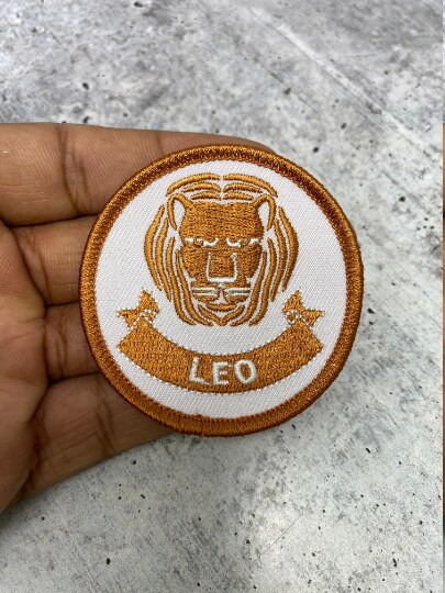 "Leo", Astrology Iron-On Patch, Embroidered Zodiac Signs, Vintage, size 3" inches