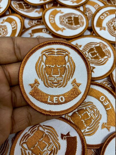 "Leo", Astrology Iron-On Patch, Embroidered Zodiac Signs, Vintage, size 3" inches