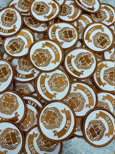 "Leo", Astrology Iron-On Patch, Embroidered Zodiac Signs, Vintage, size 3" inches