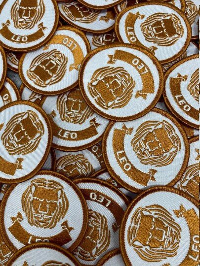 "Leo", Astrology Iron-On Patch, Embroidered Zodiac Signs, Vintage, size 3" inches