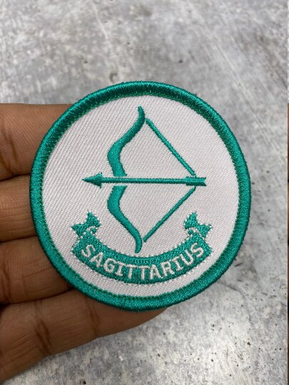 Sagittarius, Astrology Iron-On Patch, Embroidered Zodiac Signs, Vintage, 3&#x22; inches