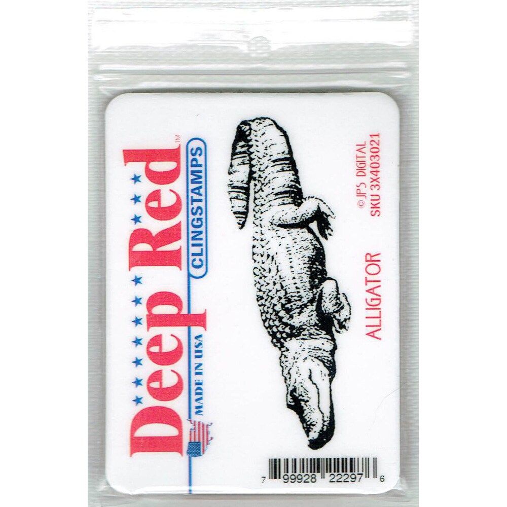 Deep Red Stamps Alligator Rubber Cling Stamp 3.25 x 1.25 inches