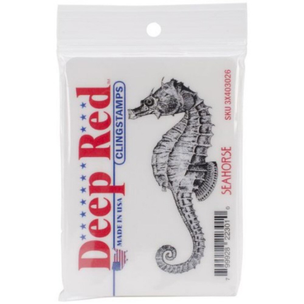 Deep Red Stamps Seahorse Rubber Cling Stamp 1.25 x 3.25 inches