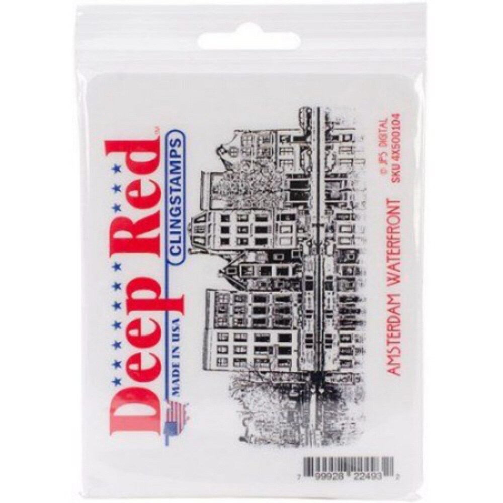 Deep Red Stamps Amsterdam Waterfront Rubber Cling Stamp 4 x 2.5 inches