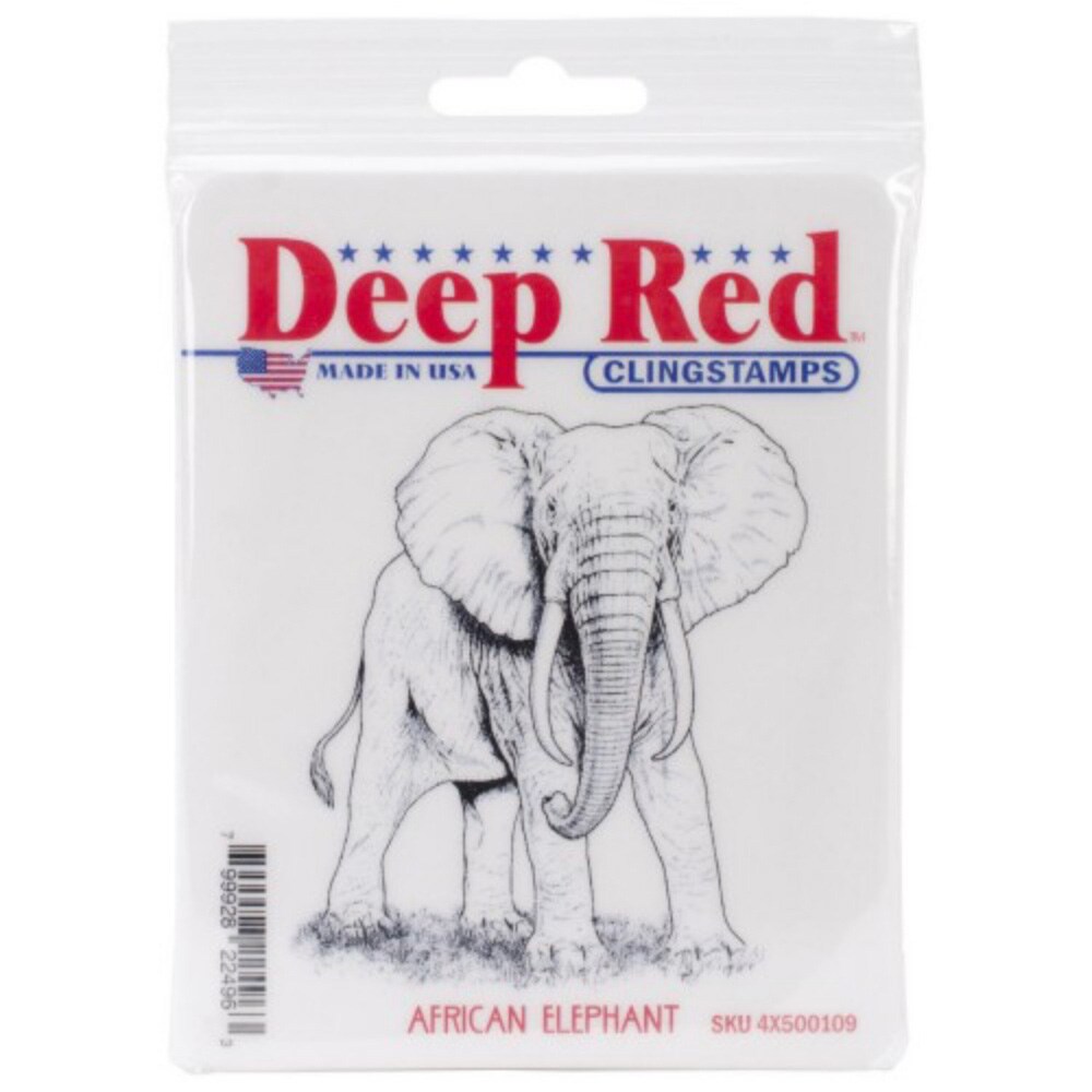 Deep Red Stamps African Elephant Rubber Cling Stamp 2.75 x 3 inches