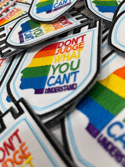 Pride Collection: "You Can't Judge" Embroidered Iron-on Patch, LGBTQ Patches, Sz 3.5" inches