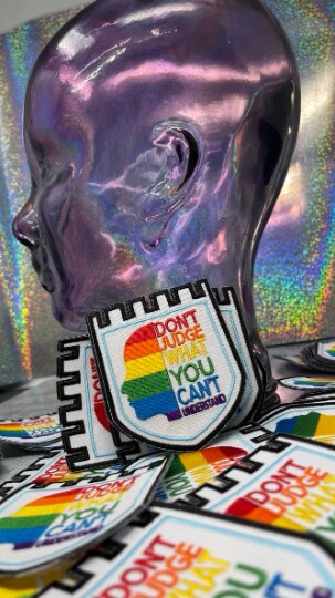 Pride Collection: "You Can't Judge" Embroidered Iron-on Patch, LGBTQ Patches, Sz 3.5" inches