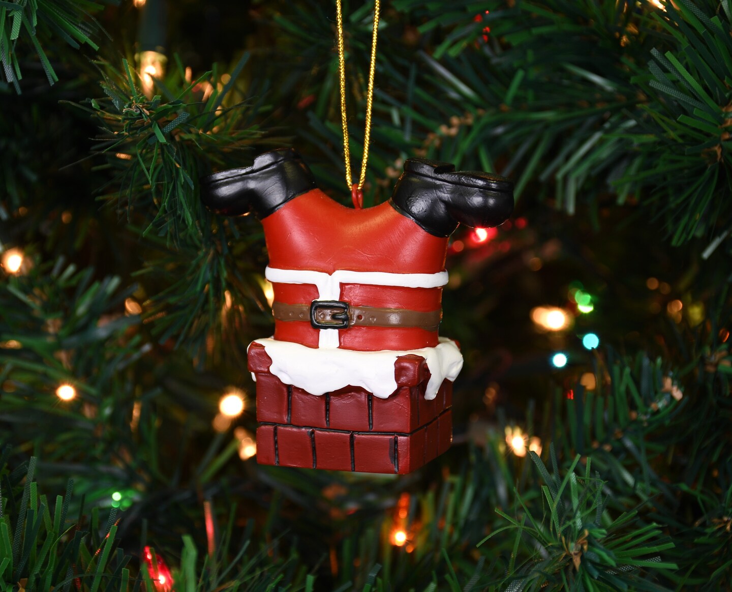 Santa Stuck in The Chimney Christmas Ornament