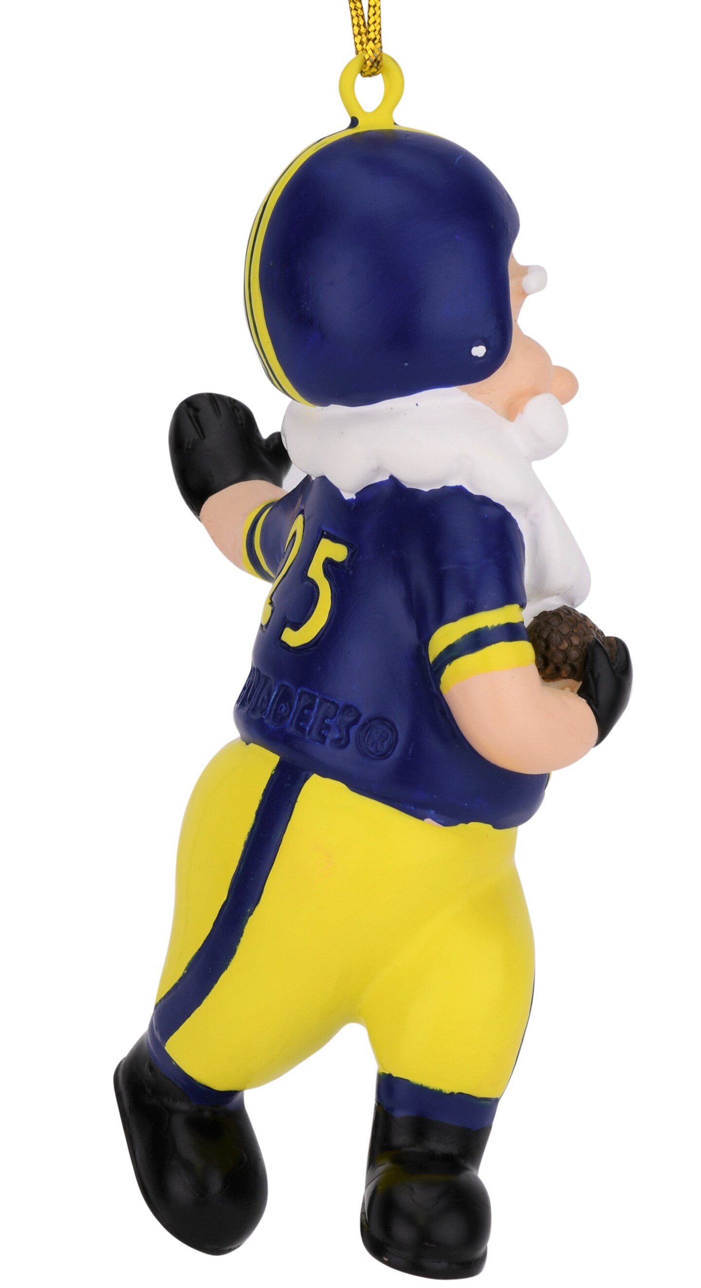 Touchdown Santa Christmas Sports Football Ornament (Blue &#x26; Yellow)