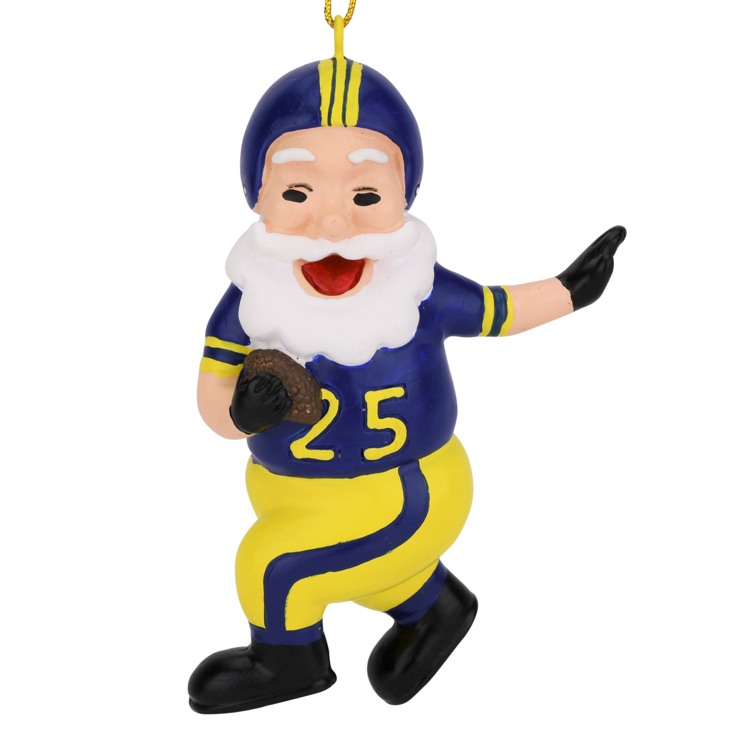 Tree Buddees Touchdown Santa Christmas Sports Football Ornament (Blue & Yellow)